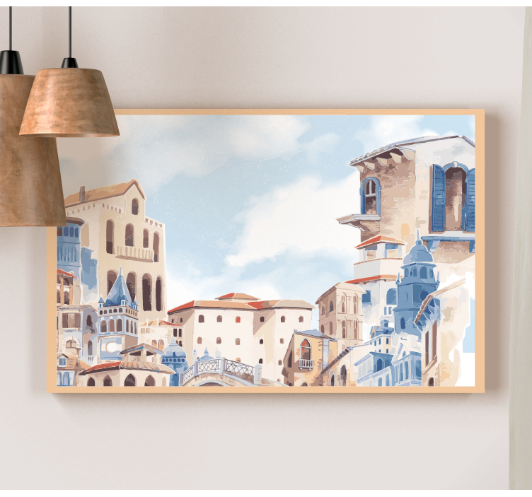 ακουαρέλα πόλη σχεδίασης καμβά φυτώριο - TenStickers