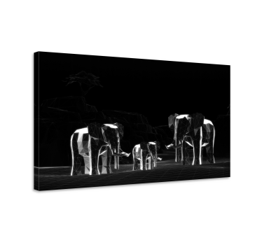 γκρι ελέφαντες 3d εφέ ελέφαντα καμβά τέχνη - TenStickers