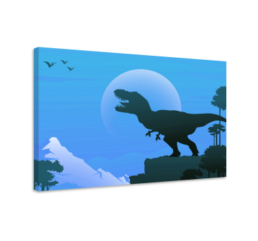 θυμωμένος t-rex βρυχηθμός δεινόσαυρος με πλαίσιο καμβά - TenStickers