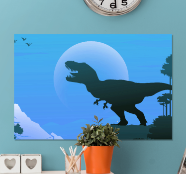 θυμωμένος t-rex βρυχηθμός δεινόσαυρος με πλαίσιο καμβά - TenStickers