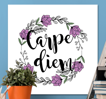 εμπνευσμένος καμβάς με λουλουδάτο μοτίβο carpe diem - TenStickers