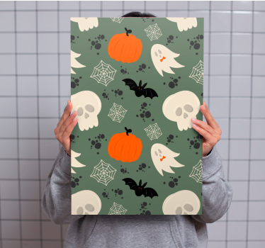 Δεινόσαυρος καμβάς ζωγραφικής με στοιχεία halloween - TenStickers