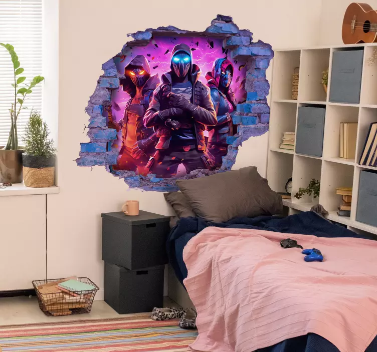 3d αυτοκολλητα τοιχου Τρεις Μασκερισμένοι Πολεμιστές - TenStickers