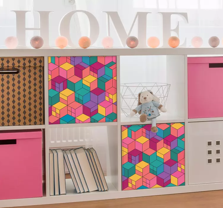 Αυτοκόλλητο επίπλων τρισδιάστατων μπλοκ - TenStickers