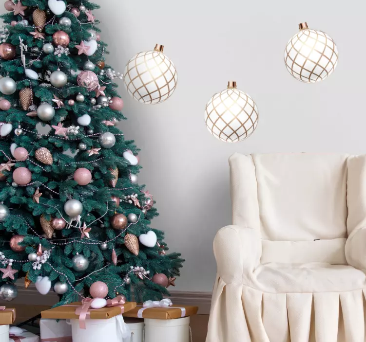 3d ρεαλιστικές μπάλες σετ Χριστουγεννιάτικο αυτοκόλλητο βινυλίου - TenStickers