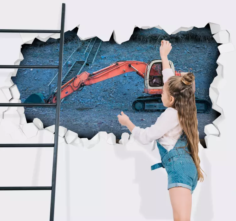 αυτοκολλητα τοιχου ζωα τησ ζουγκλασ κατασκευή εκσκαφέα - TenStickers