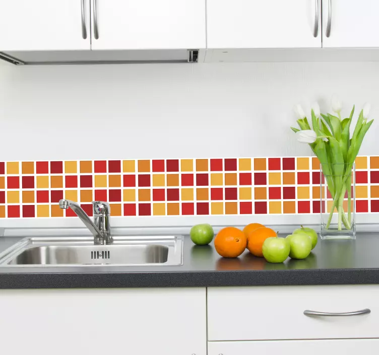 αυτοκόλλητο πλακάκια μπάνιου ζεστά χρώματα - TenStickers