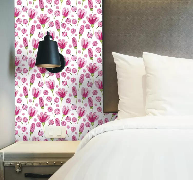 Ikea ροζ λουλούδια αυτοκόλλητο - TenStickers