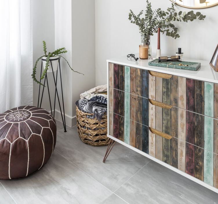 πολύχρωμο ζωγραφισμένο αυτοκόλλητο κάθετης σανίδας - TenStickers