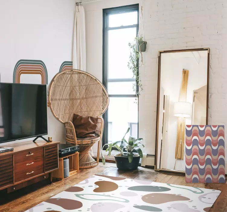 αυτοκόλλητο περίγραμμα τοίχου με αφηρημένα μινιμαλ κύματα - TenStickers