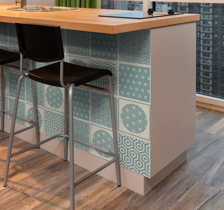 αυτοκόλλητο πλακάκια πράσινο ιαπωνικό - TenStickers