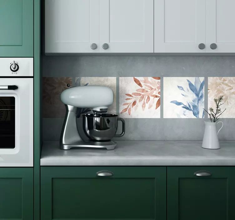 αυτοκόλλητο πλακάκια λουλουδάτο μοτίβο ακουαρέλας - TenStickers