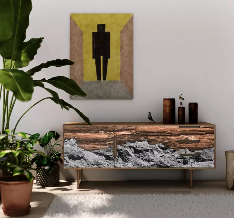 αυτοκόλλητο έπιπλα καυσόξυλα και πέτρα - TenStickers