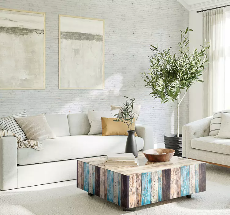 διακόσμηση τοίχου από σαλόνι από βαμμένο ξύλο - TenStickers