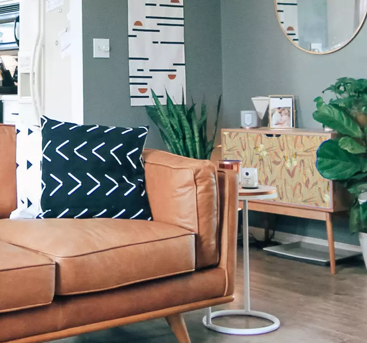 αυτοκόλλητο έπιπλα μοτίβο φθινοπωρινών λουλουδιών - TenStickers