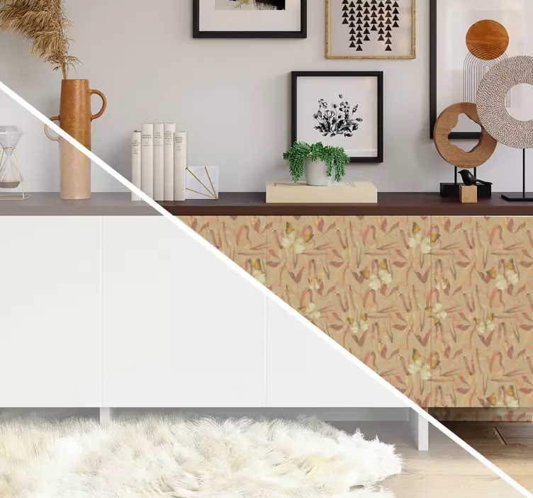 αυτοκόλλητο έπιπλα μοτίβο φθινοπωρινών λουλουδιών - TenStickers