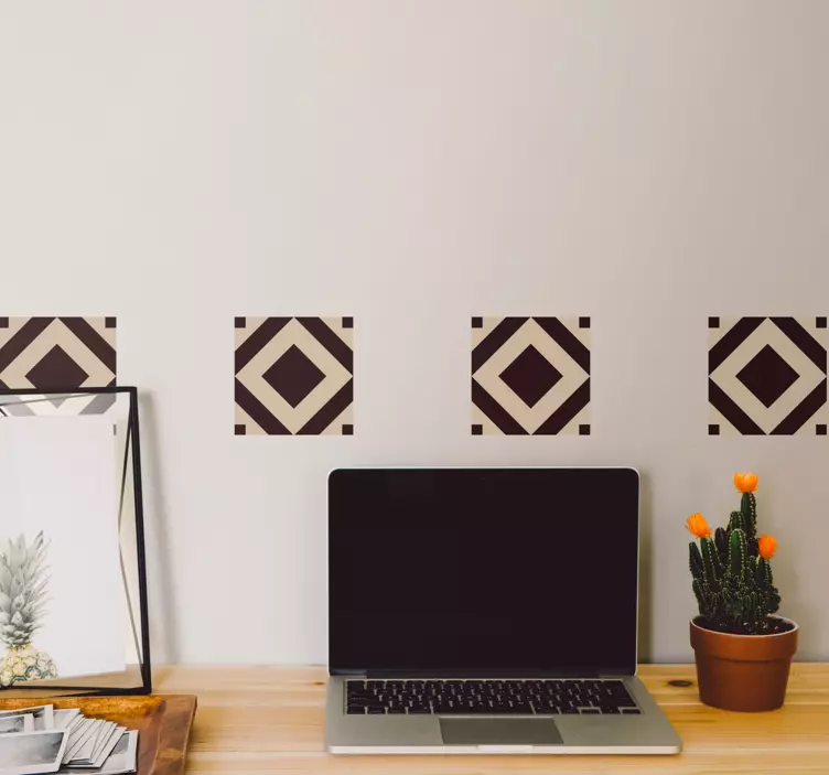 αυτοκόλλητο vintage μπεζ τετράγωνο μοτίβο πλακιδίων - TenStickers