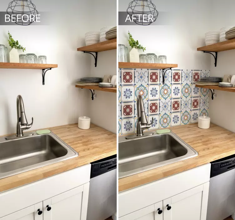 αυτοκόλλητο πλακιδίων σε τσιμεντένιο στιλ για κουζίνα - TenStickers