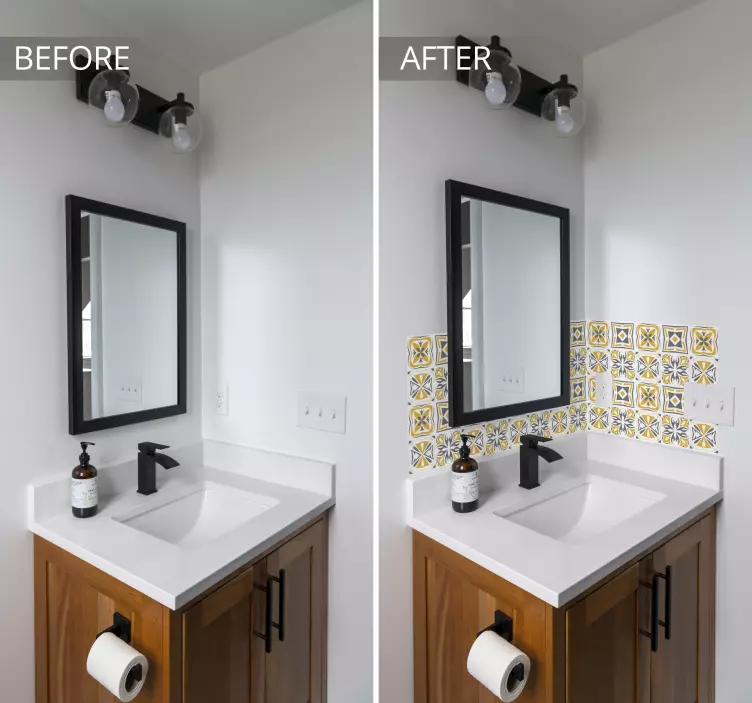 αυτοκόλλητο με πλακάκια κίτρινο και γκρι - TenStickers