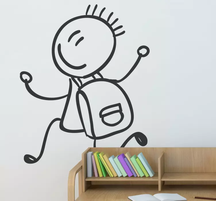 αυτοκόλλητο μαθητής με σχολική τσάντα - TenStickers