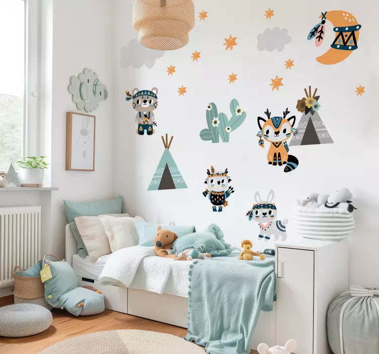 Αυτοκόλλητο για παιδιά ζώα ινδικού στυλ - TenStickers