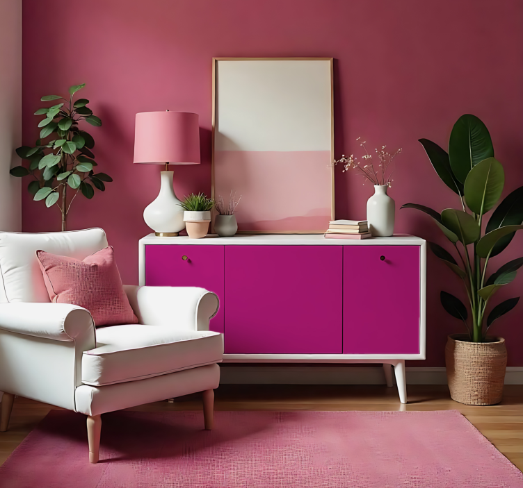 Αυτοκόλλητο μονόχρωμου φύλλου ματ έντονο ροζ - TenStickers