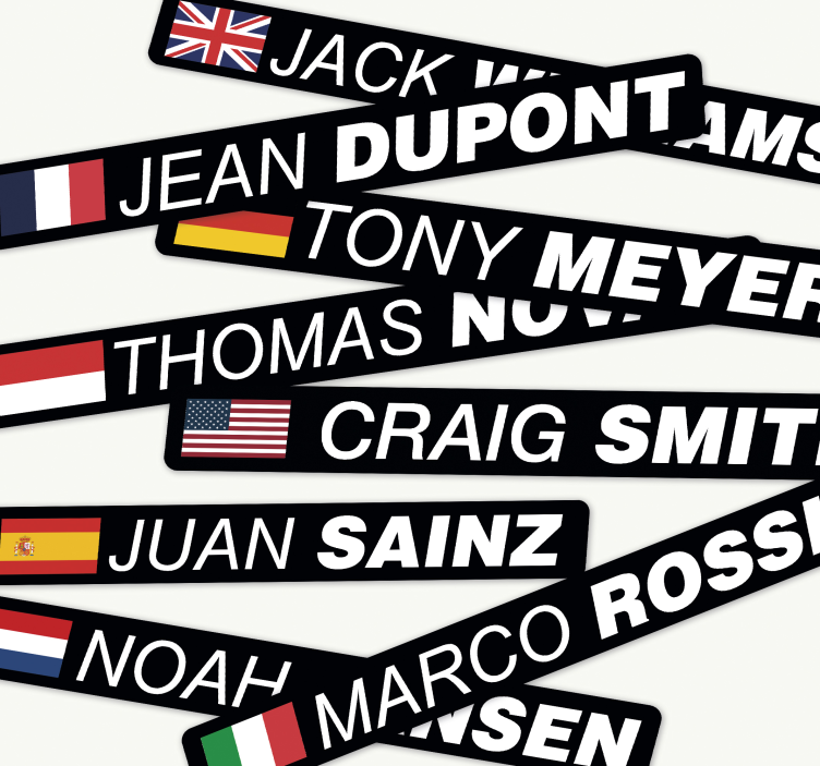 αυτοκόλλητο ποδήλατο Ποδήλατο δρόμου με σημαία και όνομα - TenStickers