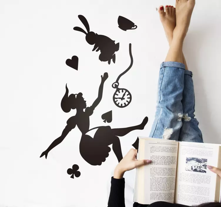 αυτοκόλλητο της Αλίκης και του λευκού παραμυθιού κουνελιών - TenStickers