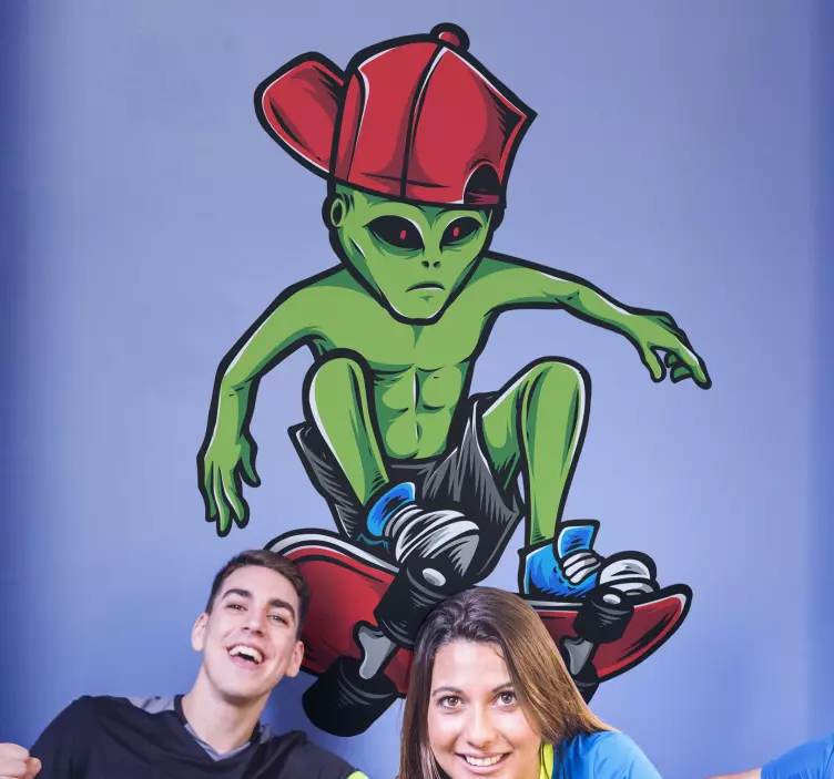 Alien στο skateboard extreme sports decal - TenStickers