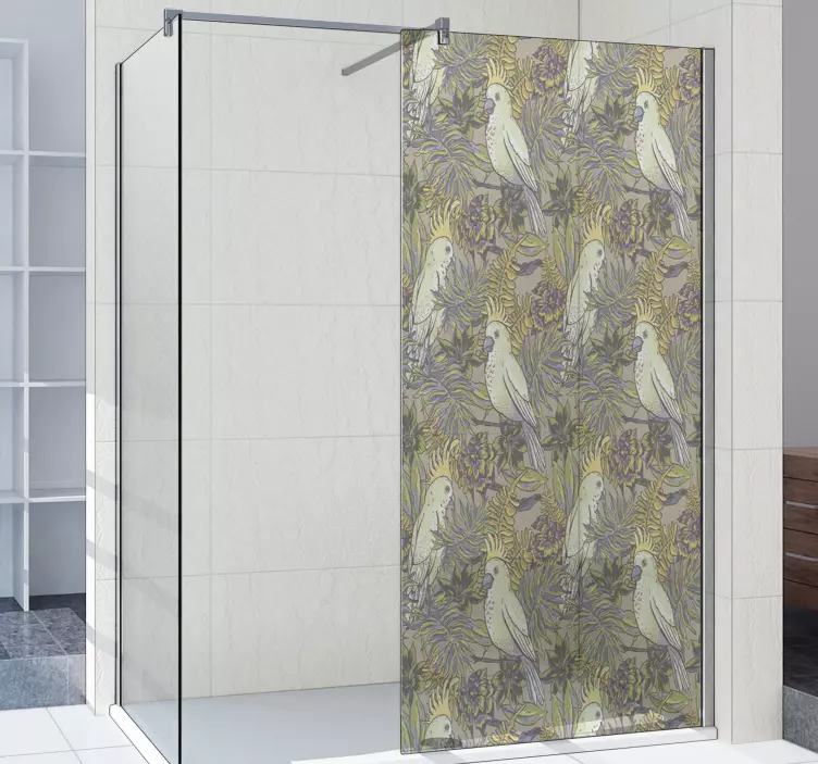 παπαγάλοι σκανδιναβικό στυλ αυτοκόλλητη οθόνη ντους - TenStickers