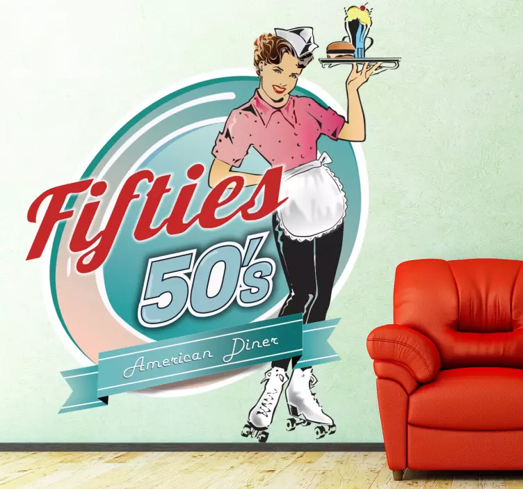 αυτοκόλλητο τοίχου αμερικανική σερβιτόρα - TenStickers