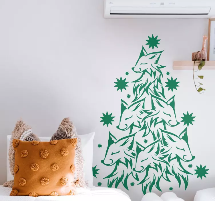 Χριστουγεννιάτικο αυτοκόλλητο Πολλαπλές Κεφαλές Αλεπούς - TenStickers