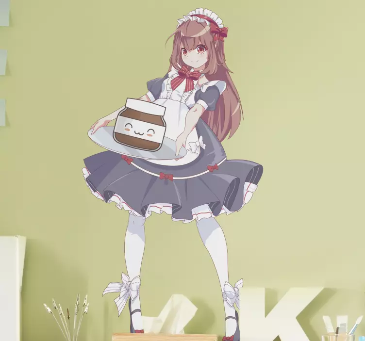 αυτοκόλλητο anime κορίτσι με nutella καρτούν - TenStickers