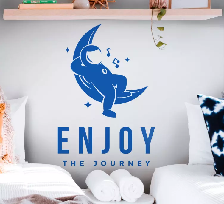 αστροναύτης που απολαμβάνει μουσική εφηβικά αυτοκόλλητα τοίχου - TenStickers