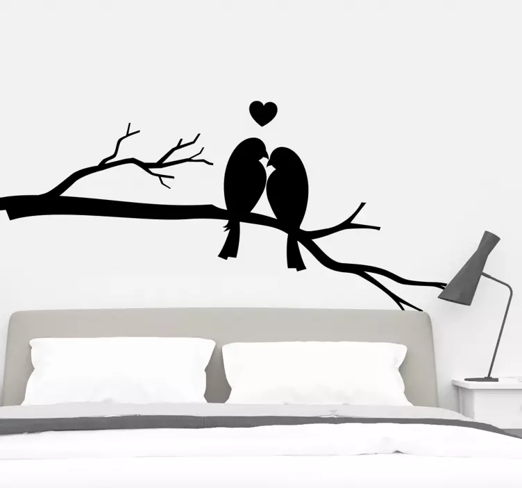 αυτοκόλλητο με φθινόπωρο δέντρο με πουλιά φιλιά - TenStickers