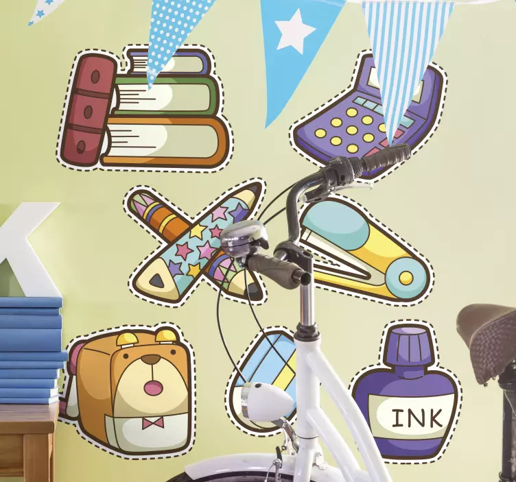 αυτοκόλλητο πίσω στο σχολείο διαφορετικά σχολικά σύμβολα - TenStickers