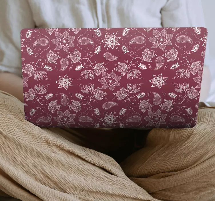 αυτοκόλλητο laptop όμορφα λουλούδια του paisley - TenStickers