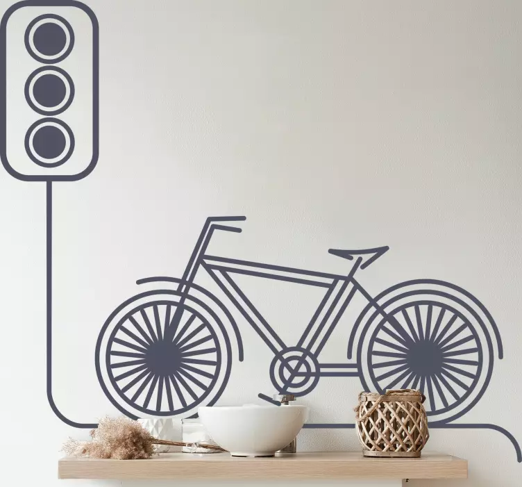 αυτοκόλλητο ποδήλατο σε πινακίδα κυκλοφορίας σαλόνι τοίχου - TenStickers