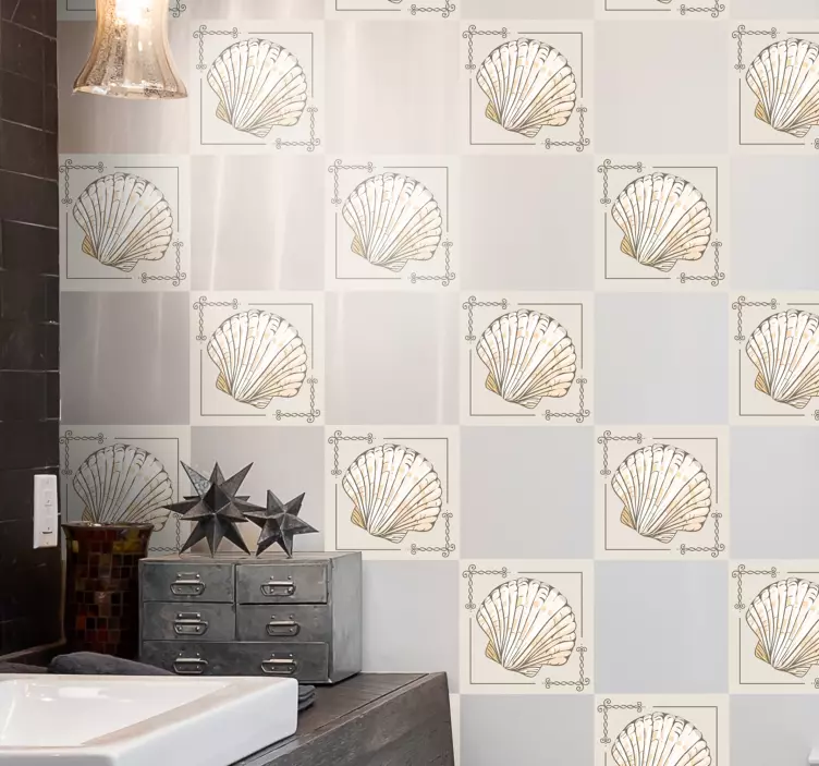 αυτοκόλλητο πλακιδίων μεγάλων και μικρών κοχυλιών - TenStickers