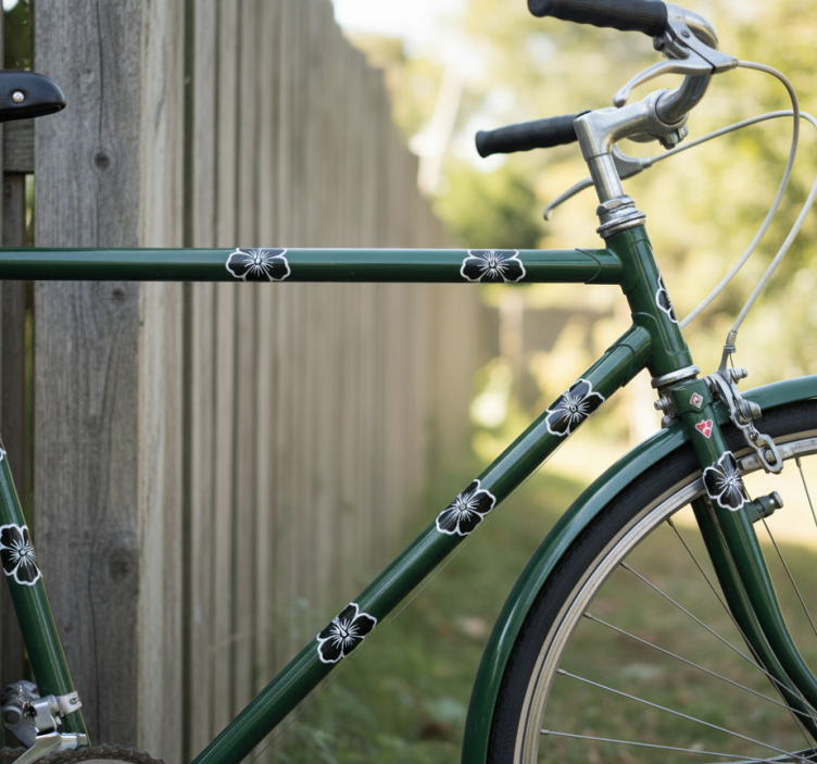 Αυτοκόλλητο ποδήλατο πακέτο λουλουδιών ιβίσκου - TenStickers