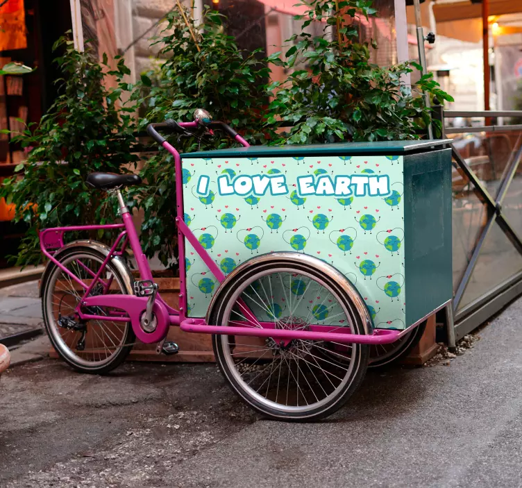 αυτοκόλλητο ποδήλατο αγαπώ τη γη - TenStickers