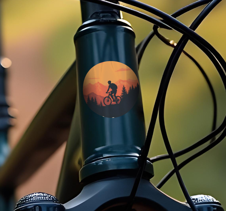 αυτοκόλλητο ποδήλατο πορτοκαλί ηλιοβασίλεμα - TenStickers