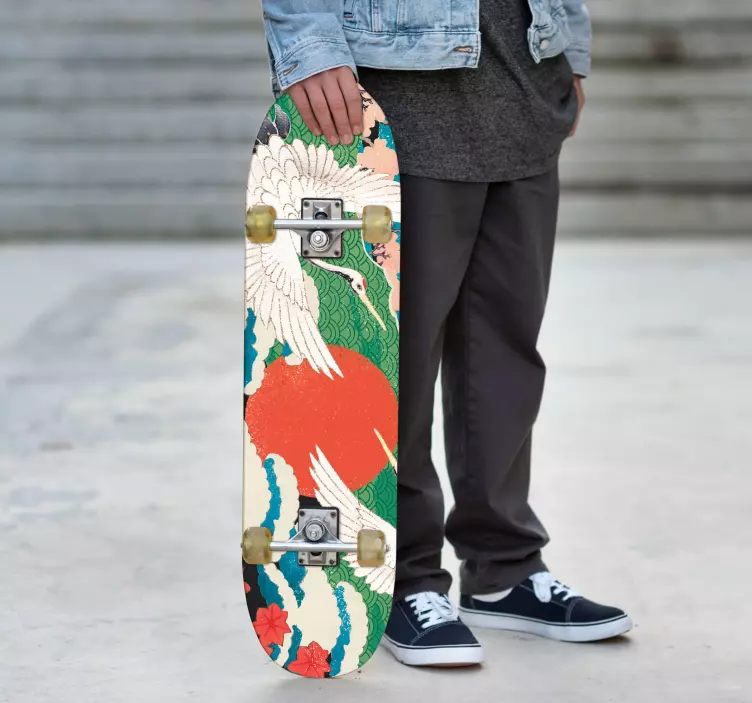 Αυτοκόλλητο σκούτερ Γερανοί κάτω από τον ανατέλλοντα ήλιο - TenStickers