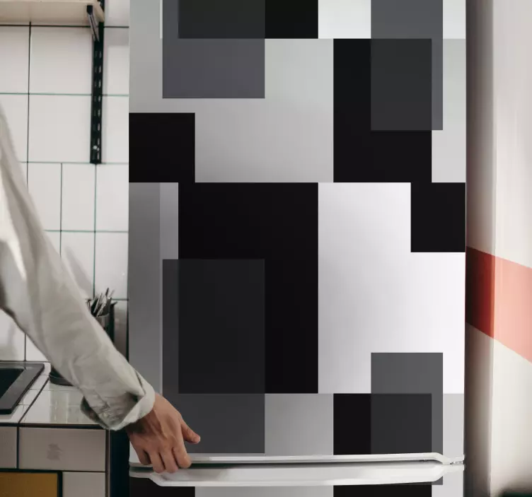 ασπρόμαυρο χρώμα μπλοκ αυτοκόλλητο ψυγείο - TenStickers