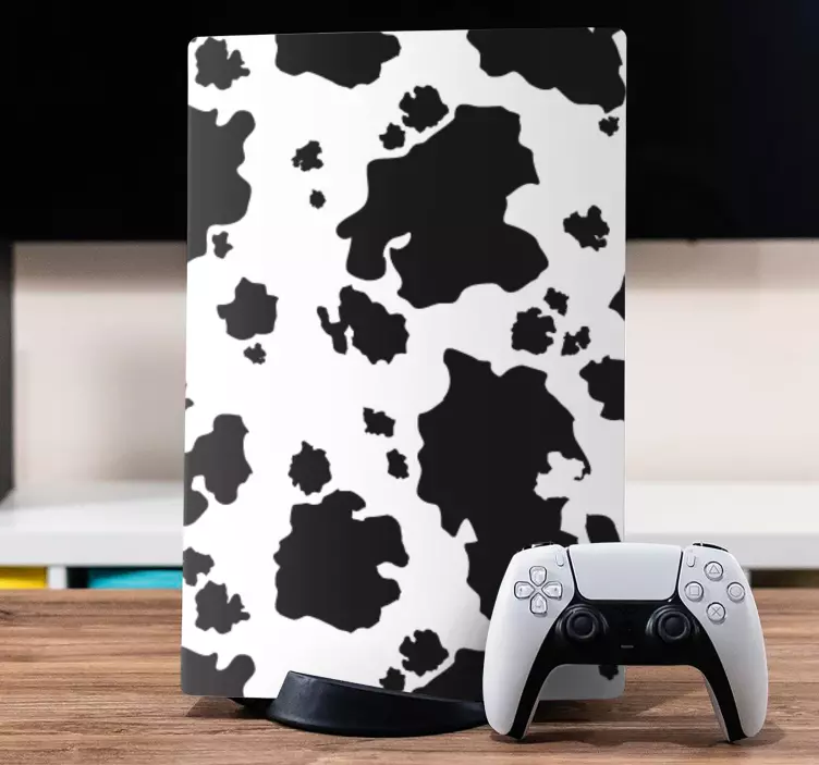 μαύρο και άσπρο αγελάδα κηλίδες ps5 decal - TenStickers