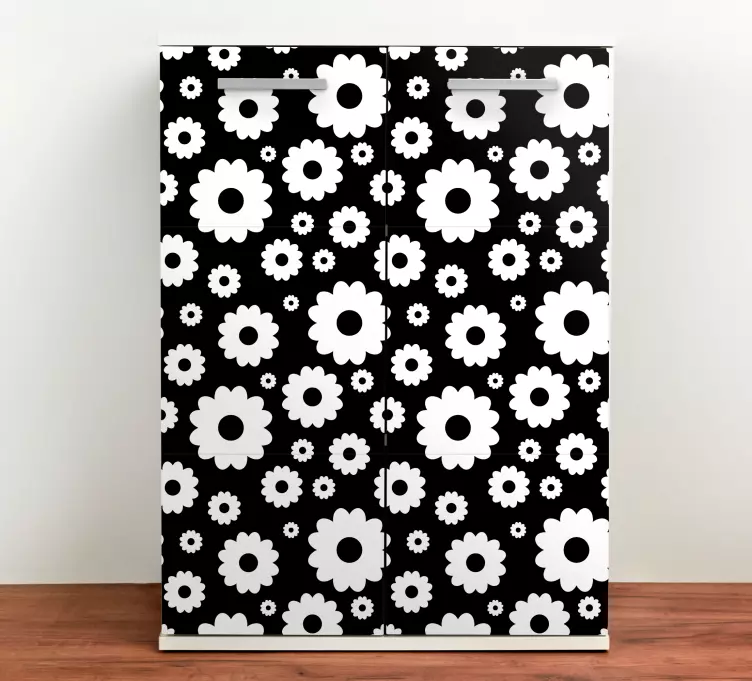 αυτοκόλλητο σε μαύρο φόντο με μαργαρίτες - TenStickers