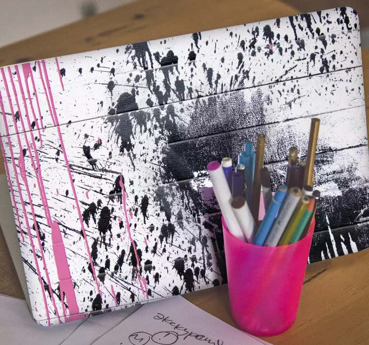 μαύρο ροζ χρώμα ψεκασμού δέρματα laptop - TenStickers