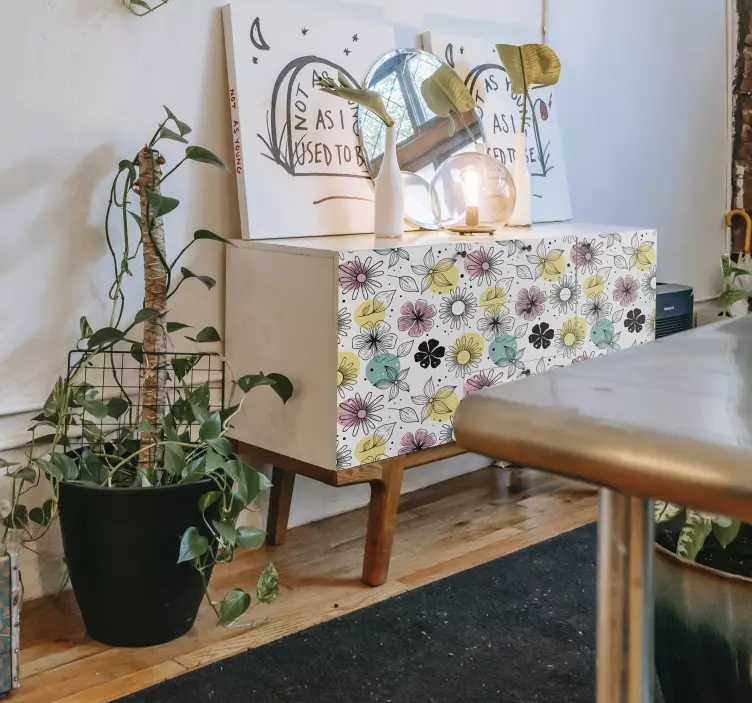 αυτοκόλλητο επίπλων ανθισμένων λουλουδιών - TenStickers