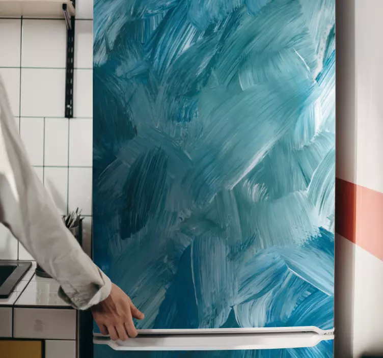 αυτοκόλλητο μπλε αφηρημένο πινέλο πινελιά ψυγείο - TenStickers