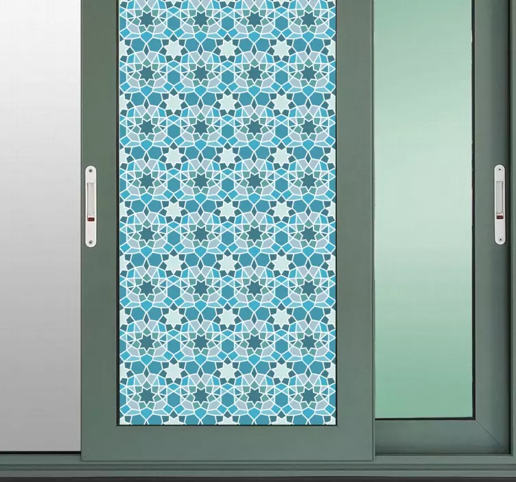 αυτοκόλλητο μπλε γεωμετρική πόρτα - TenStickers
